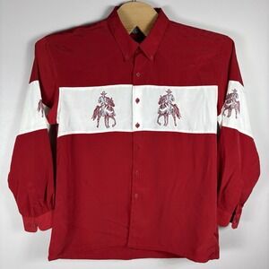 Selected Collection Mens XL Red Western Rancher Cowboy Embroidered Shirt Vintage